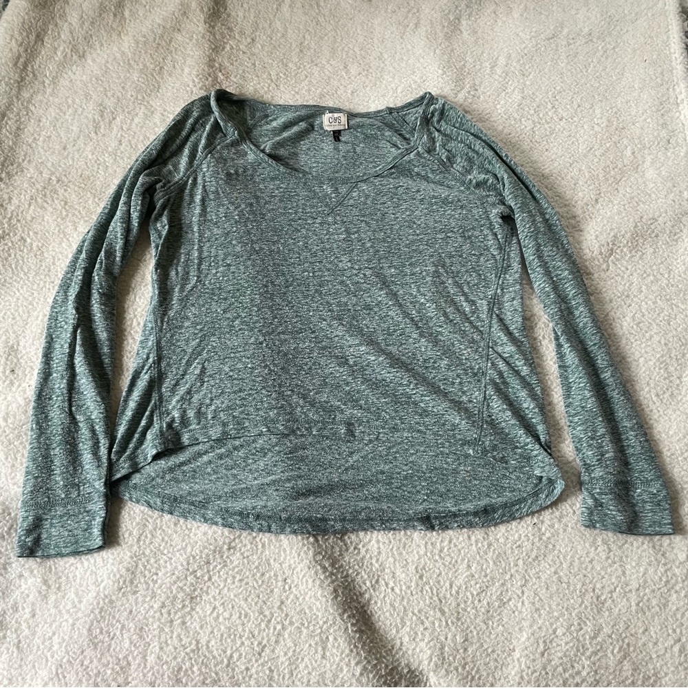 C&S Blue Green Long Sleeve Woman’s Cropped Shirt Size XS